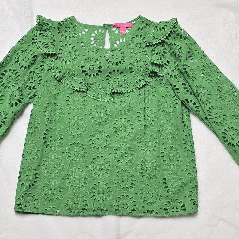 Lilly Pulitzer Green Eyelet Blouse